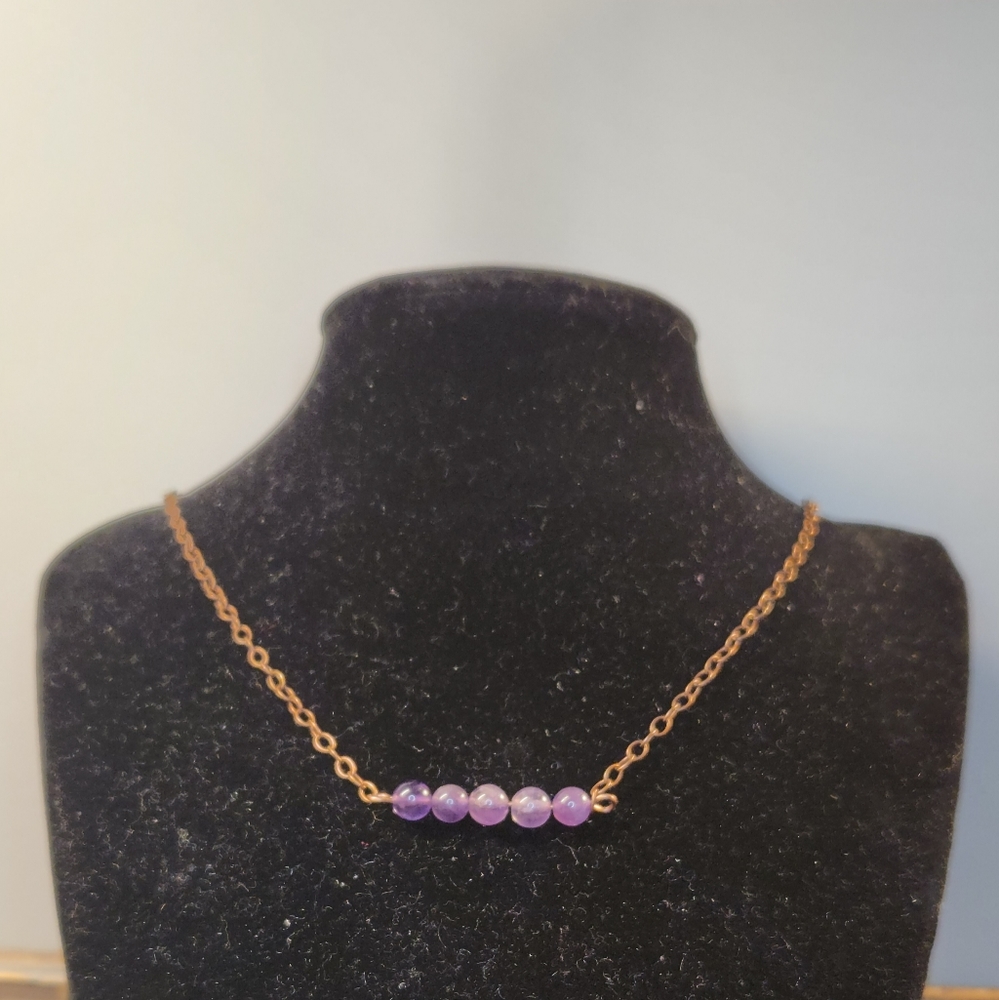 Amethyst and Copper Beaded Necklace
